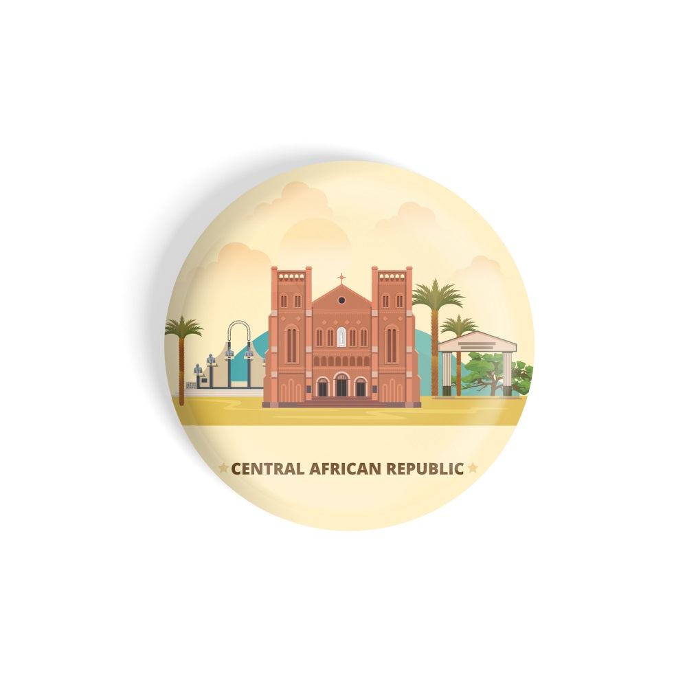 dhcrafts Round Fridge Magnet yellow Color Central African Republic Glossy Finish Design Pack of 1 (58 mm)